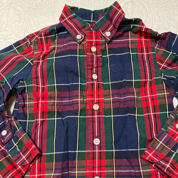 Crewcuts Holiday Plaid Button Up Shirt Size 2 - Picture 3 of 5